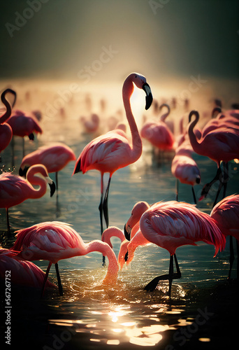 pink flamingo in the water 