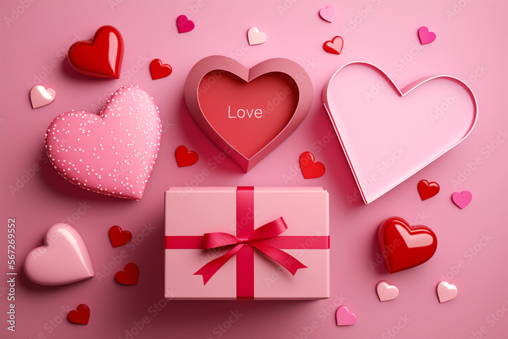 Happy Valentine's day background with hearts. Generative Ai
