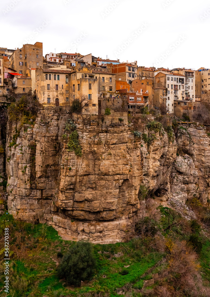 Old houses overlooking the canyon, North Africa, Constantine, Algeria Old houses overlooking the canyon, North Africa, Constantine, Algeria