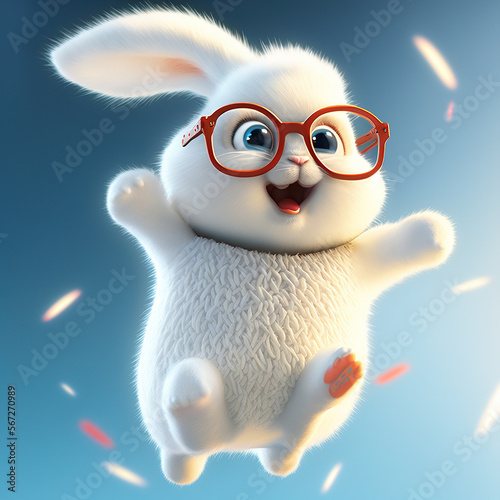 cute bunny wearing glasses, generative AI