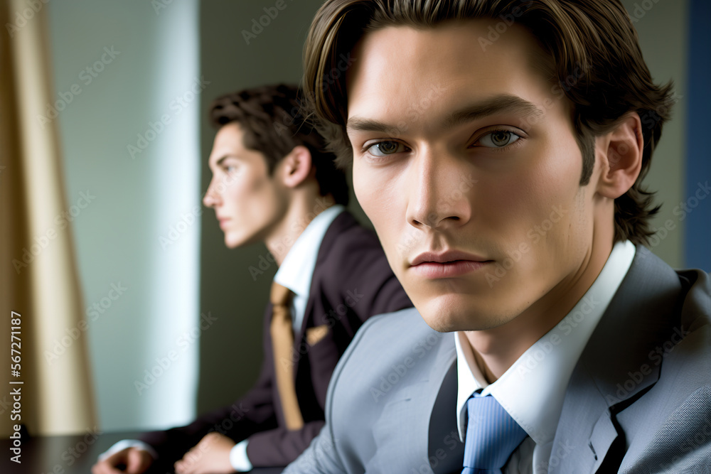 Portrait of confident businessman in office. Generative AI illustration. Portrait of confident businessman in office. Generative AI illustration.