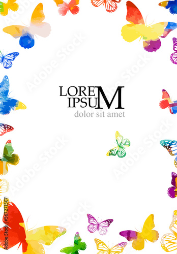 Frame with colorful butterflies. Vector illustration