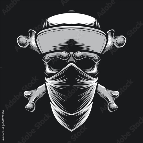 cross bone skull bandit illustration