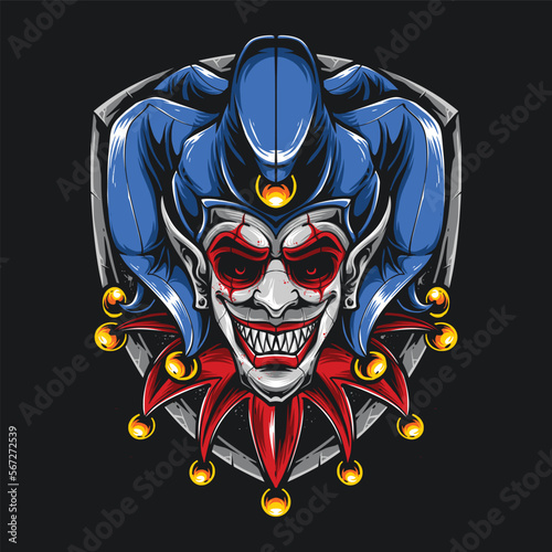 creepy clown head vector logo