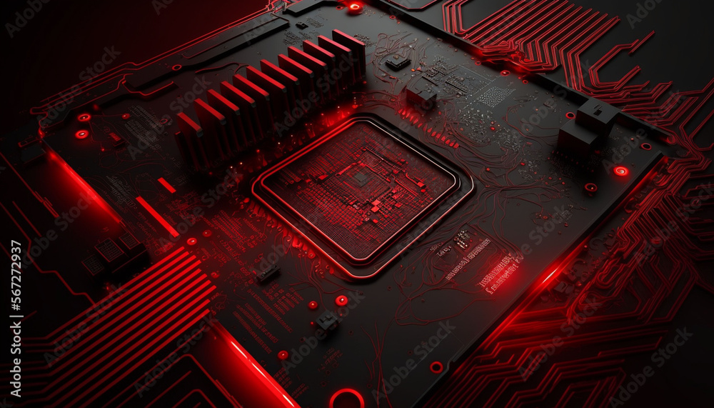 Computer board in red and black Computer board in red and black