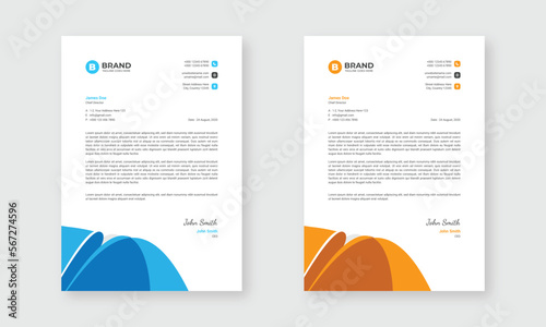 A4 modern business letterhead design template. Professional editable abstract letterhead design layout. (ID: 567274596)