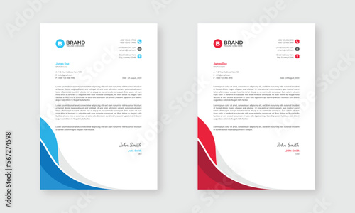 A4 business letterhead design template. Professional editable letterhead design layout. (ID: 567274598)