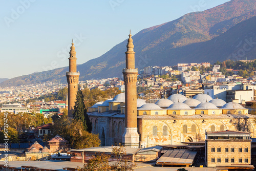 Canvas-taulu View of Bursa Grand Mosque/Ulu Cami from the hill