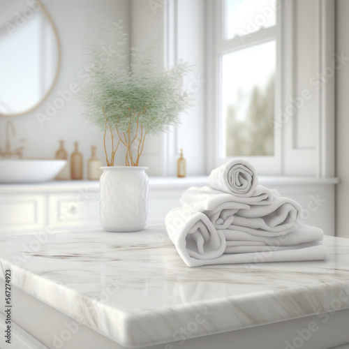 Interior design  arranged towels in the bathroom  generative AI