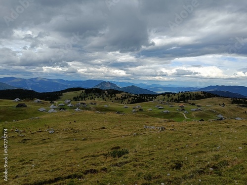 Trip to Big Pasture Plateau in Slovenia, nice view, hills, cows, dog, green meadows