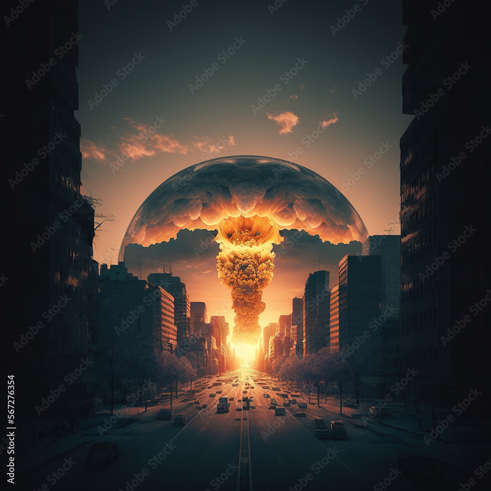 Fototapeta premium smoke cloud, nuclear bomb, nuclear mushroom, the concept of the apocalypse. generative AI