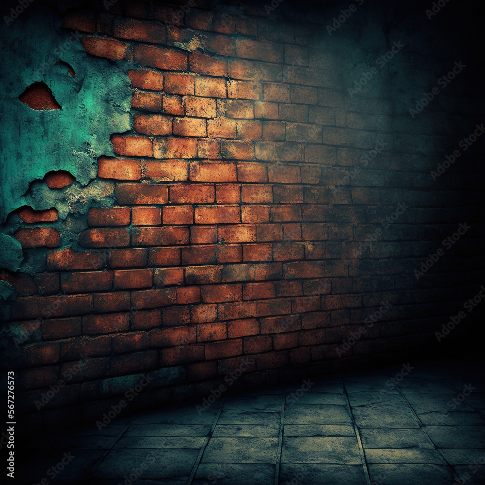 Fototapeta premium Old red brick wall. AI generative.