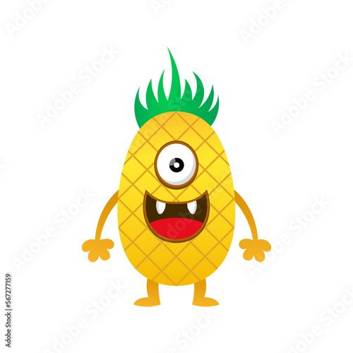 pineapple illustration vector monster design kawaii