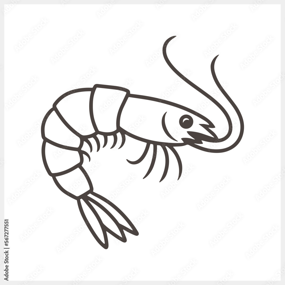 Doodle shrimp, spiny lobster, lobster icon Engraving sea animal Vector stock illustration EPS 10 