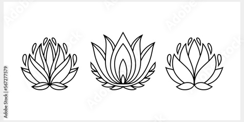 Lotus flower doodle icon. Sketch vector stock illustration. EPS 10