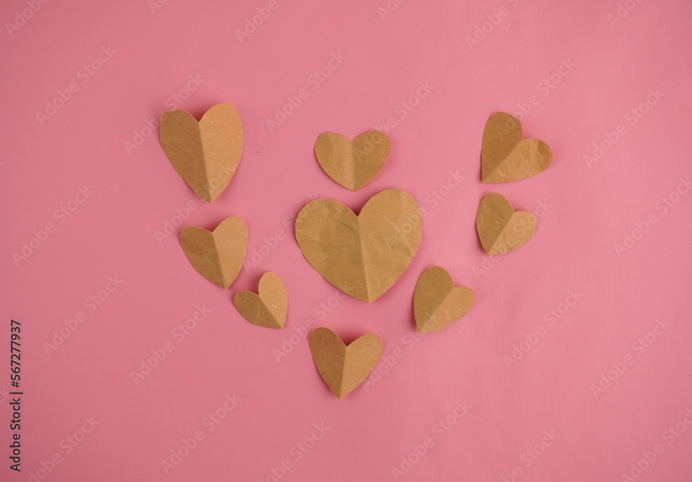 Paper Heart on Pink Background