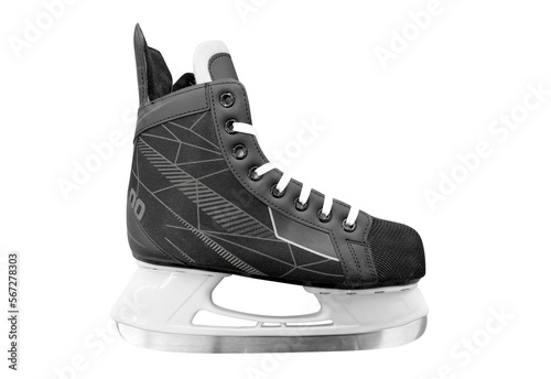 Ice skates Isolated on white background. Winter sports outdoor activity concept. White figure skates isolated. Ice hockey skates isolated