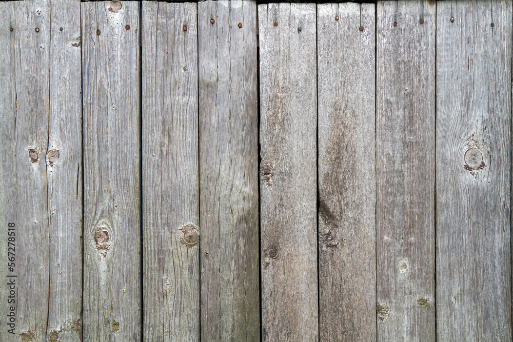 Fototapeta premium Background texture of old wooden boards. Grey wooden planks.
