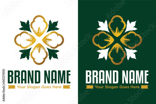 organic flower plant cotton illustration logo design