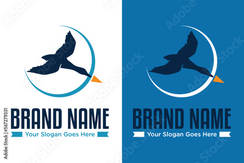 flying duck arrow illustration logo design