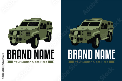 green armoured military vehicle illustration logo design photo