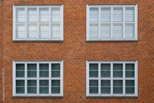 Foto Fassade aus Ziegelstein mit Fenster, Berlin, Deutschland, Europa