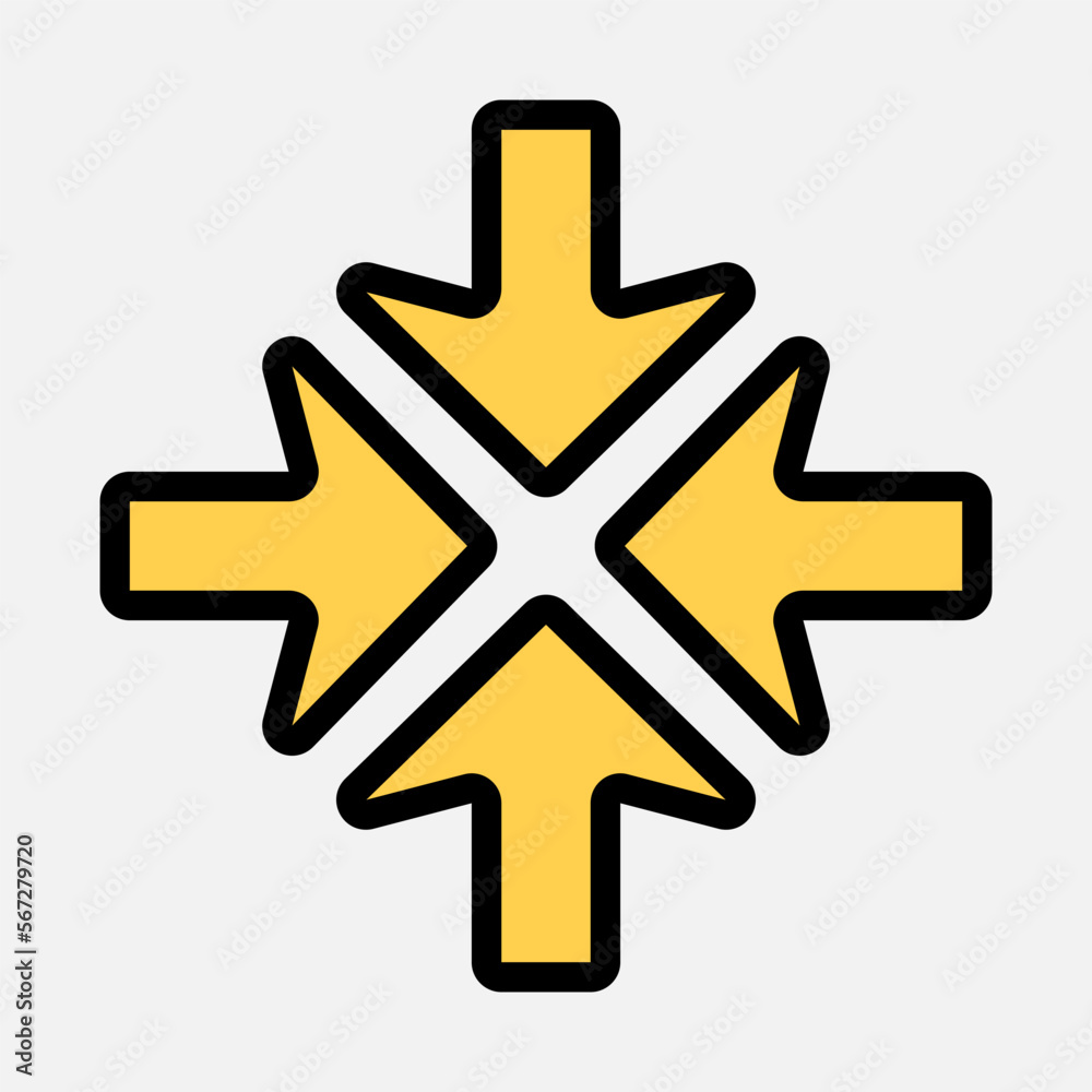 Minimize arrow icon vector illustration in filled line style, use for website mobile app presentation Minimize arrow icon vector illustration in filled line style, use for website mobile app presentation