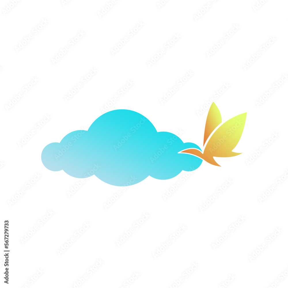 vector bird cloud green yellow color with an elegant and luxurious style, suitable for use in all fields