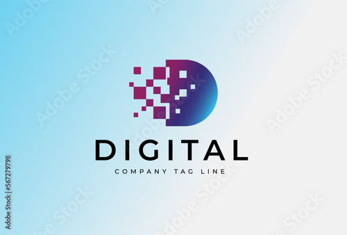 Digitial letter D logo