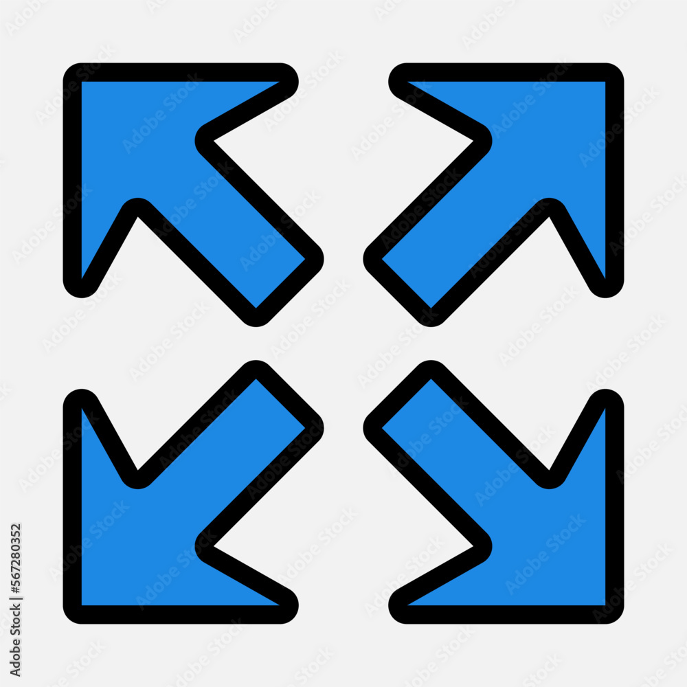 Maximize arrow icon vector illustration in filled line style, use for website mobile app presentation Maximize arrow icon vector illustration in filled line style, use for website mobile app presentation