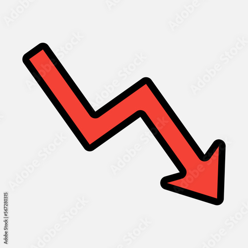 Decrease arrow icon vector illustration in filled line style, use for website mobile app presentation