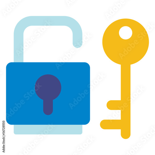 lock and key flat illustration