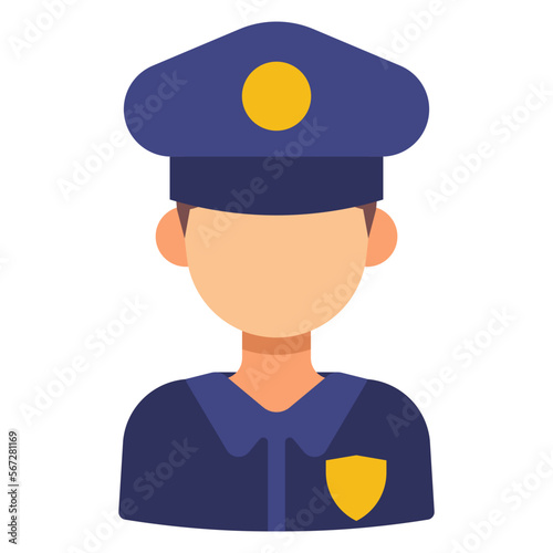 male police officer flat illustration