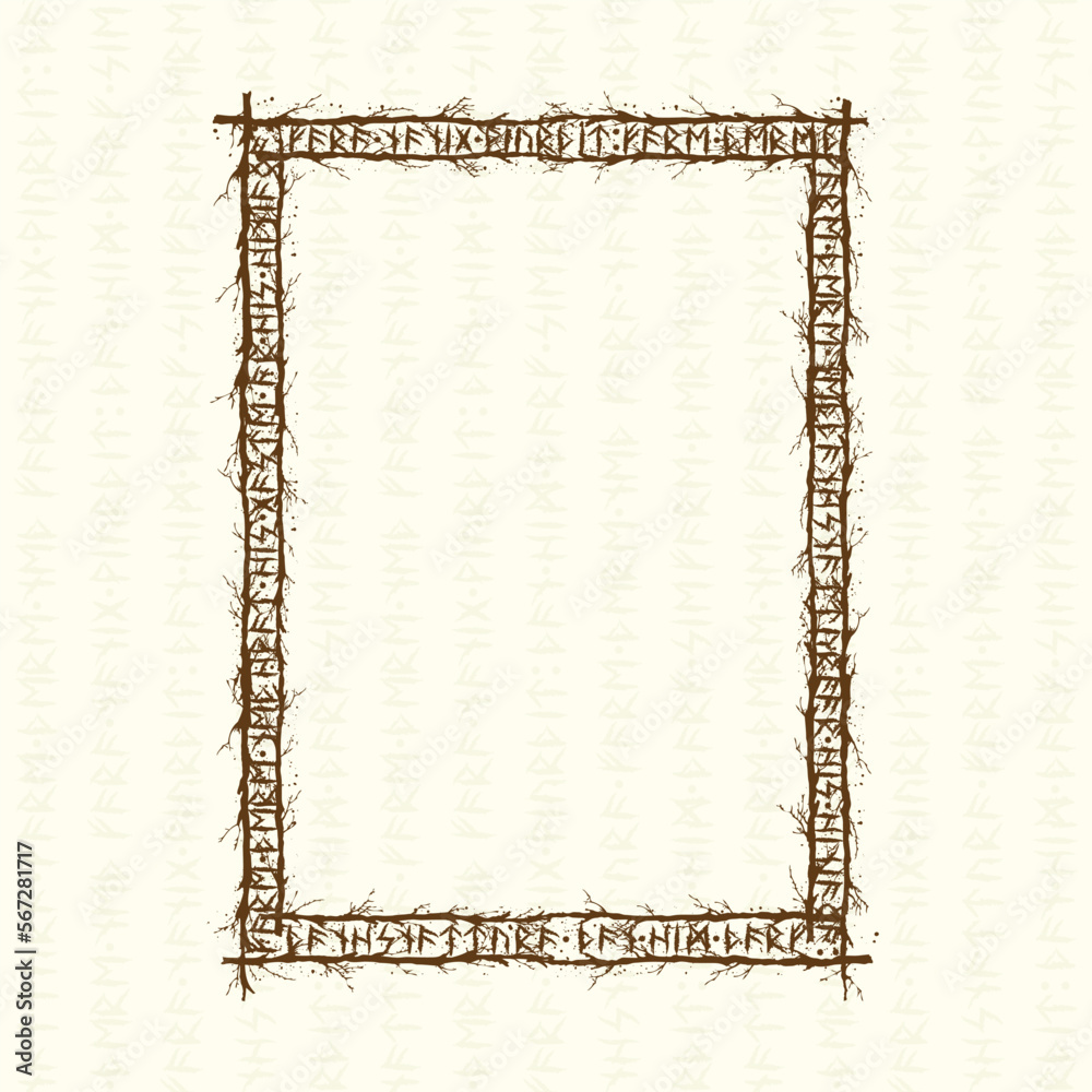Tree branch runes rectangle frame