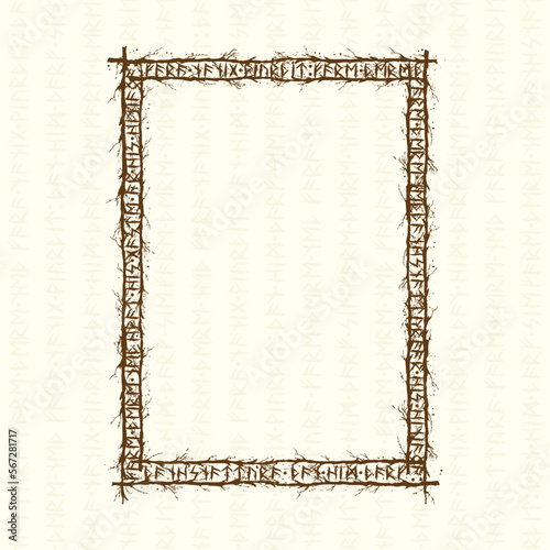 Tree branch runes rectangle frame