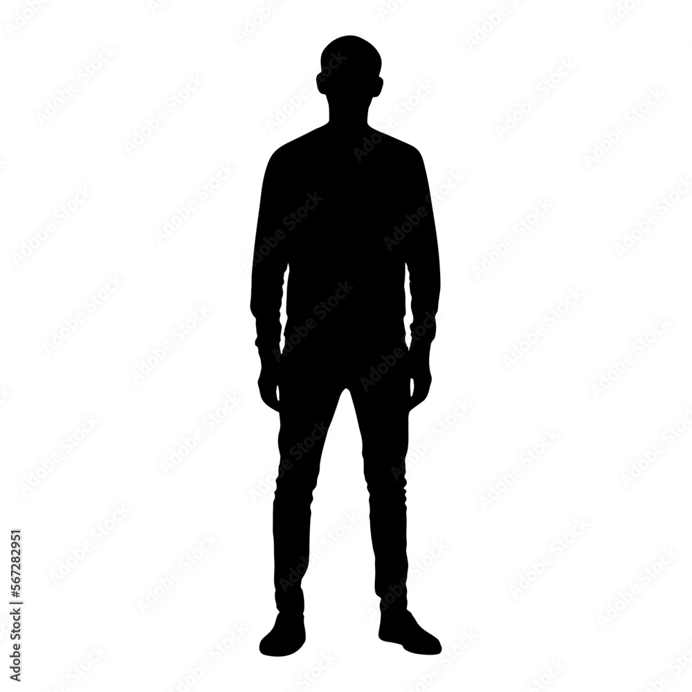 Black man silhouette in full growth in jeans and a sweater Stock Vector ...