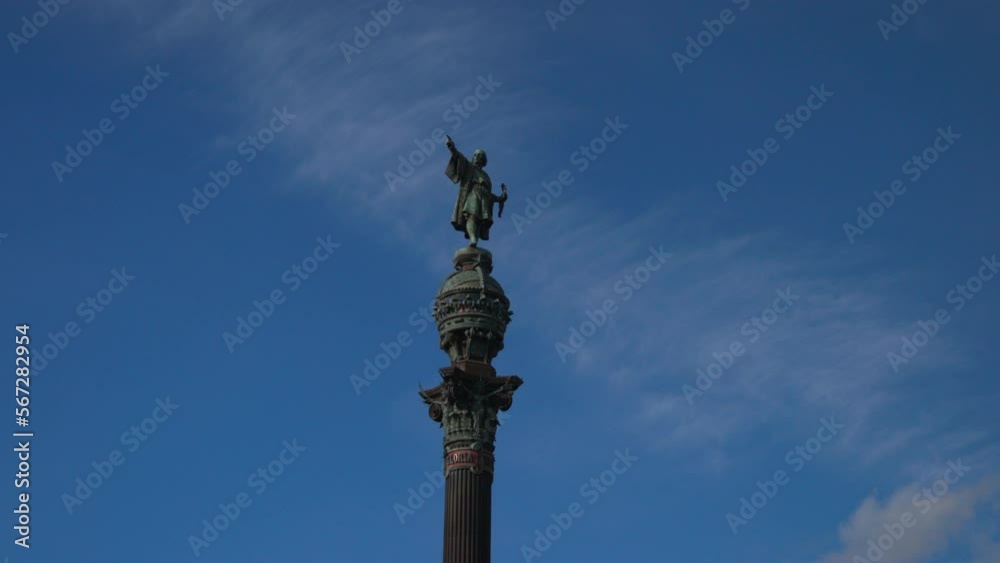 View of the Statue of Mirador de Colom, dedicated to Christopher Columbus. Barcelona, Spain. High quality 4k footage View of the Statue of Mirador de Colom, dedicated to Christopher Columbus. Barcelona, Spain. High quality 4k footage