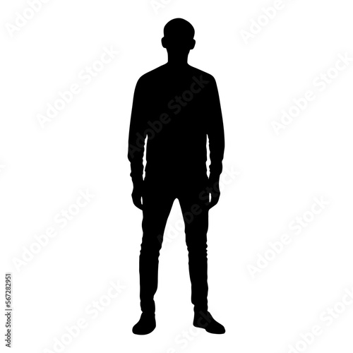 Black man silhouette in full growth in jeans and a sweater