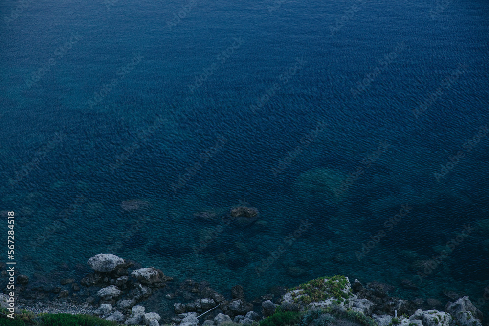 rocky seashore, surface and blue, texture, Italy, Sicily