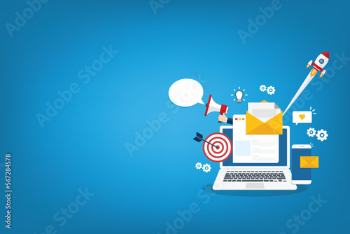 Digital marketing, SMM concept. Email and social media marketing. 