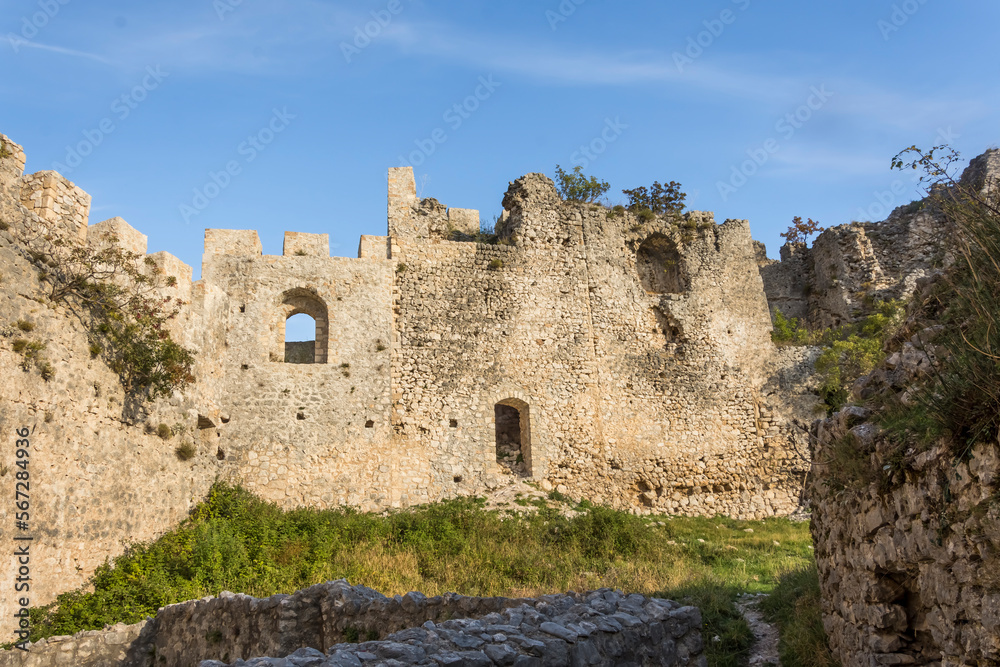 Ruins of a medieval castle with vegetation coming back
