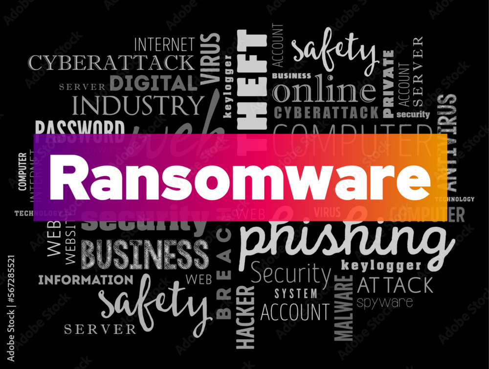 Ransomware is an ever-evolving form of malware designed to encrypt files on a device, word cloud concept background