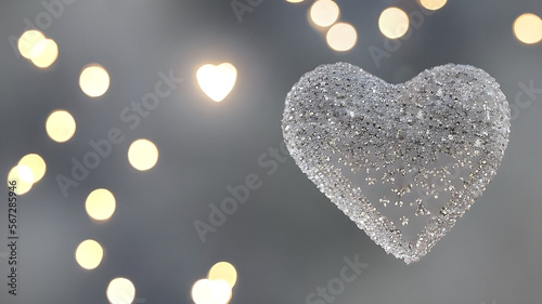 Heart made of glass with golden flakes. Beautiful, luxurious, elegant Valentine's Day, marriage, engagement, love & romance concept. Copy space. Wallpaper, backdrop, magazine, blog, generative AI