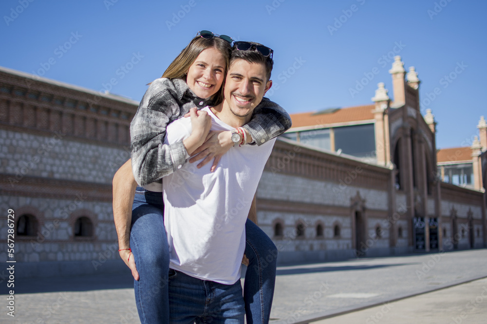A portrait of happy couple having fun outdoors