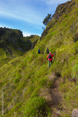Hikers marched to the top of Mount Merbabu