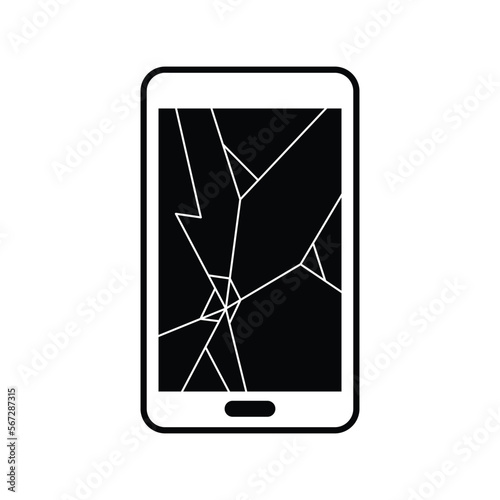 Broken phone screen icon design. isolated on white background. vector illustration
