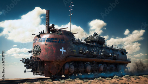 dieselpunk armoured war train photo