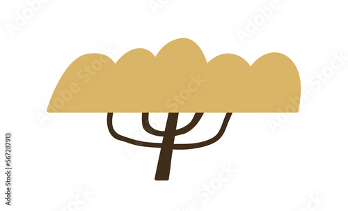 Tree, fall forest plant with crown, trunk, branches. Modern stylized botanica...