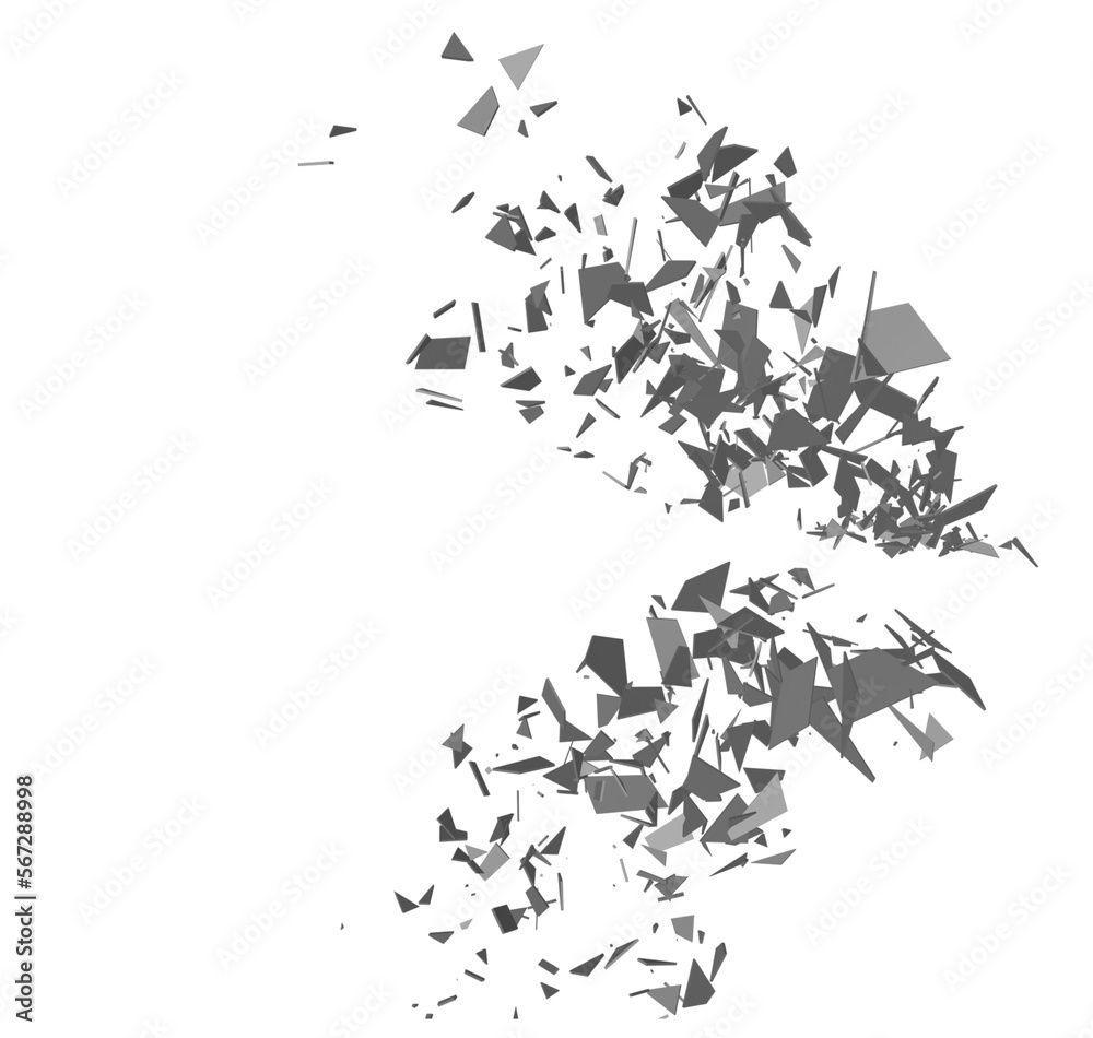 Pieces of destructed Shattered glass. Royalty highquality free stock PNG image of broken glass