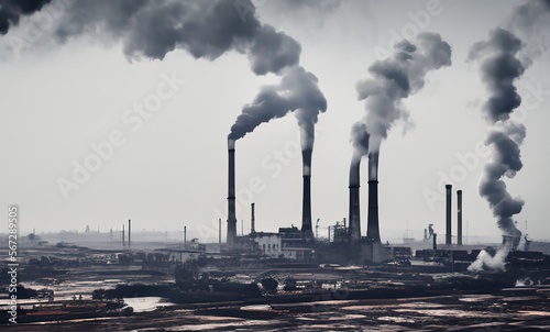 Factories pollute nature with their smoke